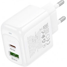 Зарядний пристрій HOCO CS55A 1xUSB-C PD30W + 1xUSB QC3.0 white (6942007631549) - Фото