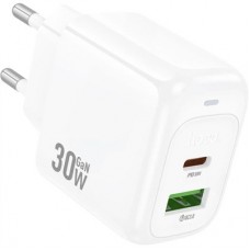 Зарядний пристрій HOCO CS55A 1xUSB-C PD30W + 1xUSB QC3.0 white (6942007631549) - Фото