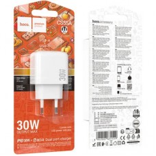 Зарядний пристрій HOCO CS55A 1xUSB-C PD30W + 1xUSB QC3.0 white (6942007631549) - Фото