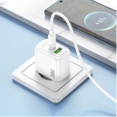 Зарядний пристрій HOCO CS55A 1xUSB-C PD30W + 1xUSB QC3.0 white (6942007631549) - Фото