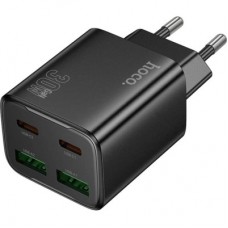 Зарядний пристрій HOCO N56 2xUSB-C PD30W + 2xUSB black (6942007632492) - Фото