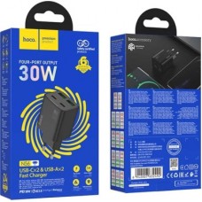 Зарядний пристрій HOCO N56 2xUSB-C PD30W + 2xUSB black (6942007632492) - Фото