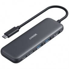 Концентратор Anker USB-C 5-in-1 2xUSB-A + USB-C 5Gbps + HDMI 4K + USB-C PD in 100W black (A8355H11) - Фото