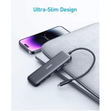Концентратор Anker USB-C 5-in-1 2xUSB-A + USB-C 5Gbps + HDMI 4K + USB-C PD in 100W black (A8355H11) - Фото