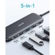 Концентратор Anker USB-C 5-in-1 2xUSB-A + USB-C 5Gbps + HDMI 4K + USB-C PD in 100W black (A8355H11) Концентратор Anker USB-C 5-in-1 2xUSB-A + USB-C 5Gbps + HDMI 4K + USB-C PD in 100W black (A8355H11)