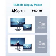 Концентратор Anker USB-C 5-in-1 2xUSB-A + USB-C 5Gbps + HDMI 4K + USB-C PD in 100W black (A8355H11) - Фото
