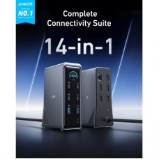 Концентратор Anker USB-C 14-in-1 Dual Display 160W black (A83B63A1) - Фото