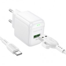 Зарядний пристрій BOROFONE 1xUSB QC3.0 18 W + cable UAB-A to USB-C BAS42A white (6941991113802) Зарядний пристрій BOROFONE 1xUSB QC3.0 18 W + cable UAB-A to USB-C BAS42A white (6941991113802) - Фото