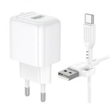 Зарядний пристрій BOROFONE 1xUSB QC3.0 18 W + cable UAB-A to USB-C BAS42A white (6941991113802) Зарядний пристрій BOROFONE 1xUSB QC3.0 18 W + cable UAB-A to USB-C BAS42A white (6941991113802) - Фото