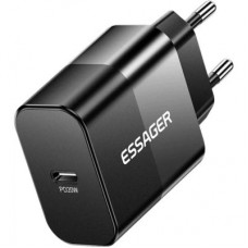 Зарядний пристрій Essager USB-C PD20W + cable USB-C to USB-C 60 W black (E20JSB1-SYTT1-T) - Фото