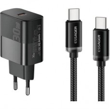 Зарядное устройство Essager USB-C PD30W + cable USB-C to USB-C 60W black (E30JSB1-SYTT1-T)