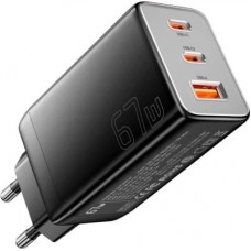Зарядний пристрій Essager 2xUSB-C + 1xUSB PD67W QC4.0 FCP GaN black (ECT67W-LJB01-Z) - Фото