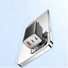 Зарядний пристрій Essager 2xUSB-C + 1xUSB PD67W QC4.0 FCP GaN black (ECT67W-LJB01-Z) - Фото