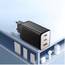 Зарядний пристрій Essager 2xUSB-C + 1xUSB PD67W QC4.0 FCP GaN black (ECT67W-LJB01-Z) - Фото