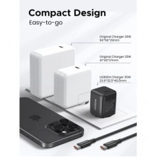 Зарядний пристрій Ugreen X513 USB-C PD30W QC4.0 GaN black (65007) - Фото