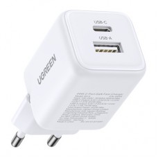 Зарядний пристрій Ugreen X514 1xUSB-C PD20W + 1xUSB GaN white (65006) - Фото