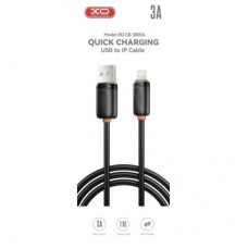Дата кабель USB 2.0 AM to Lightning 1.0m 3A black XO (XO-CB-300UL-BK) - Фото