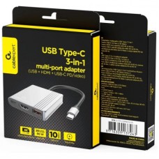 Концентратор Cablexpert USB-C 3-in-1 1xHDMI + 1xUSB 3.2 + 1xUSB-C PD 90W 10Gbps 4K60Hz (A-CM-COMBO3-05) Концентратор Cablexpert USB-C 3-in-1 1xHDMI + 1xUSB 3.2 + 1xUSB-C PD 90W 10Gbps 4K60Hz (A-CM-COMBO3-05) - Фото