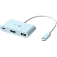 Концентратор J5create USB-C 3-in-1 1xHDMI + 1xUSB 3.2 + 1xUSB-C PD100W blue (JCA379EC-N) - Фото