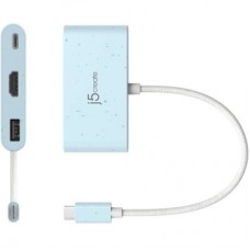 Концентратор J5create USB-C 3-in-1 1xHDMI + 1xUSB 3.2 + 1xUSB-C PD100W blue (JCA379EC-N) - Фото