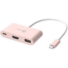 Концентратор J5create USB-C 3-in-1 1xHDMI + 1xUSB 3.2 + 1xUSB-C PD100W pink (JCA379ER-N) - Фото