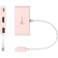 Концентратор J5create USB-C 3-in-1 1xHDMI + 1xUSB 3.2 + 1xUSB-C PD100W pink (JCA379ER-N) - Фото