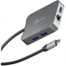 Концентратор J5create USB-C 5-in-1 1xHDMI + 1xUSB 3.2 + 1xUSB-C PD140W + 1xRJ45 1000Mbps gray (JCD3191-N) - Фото