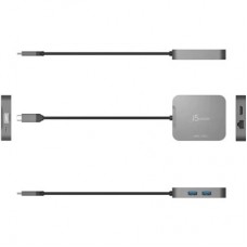 Концентратор J5create USB-C 5-in-1 1xHDMI + 1xUSB 3.2 + 1xUSB-C PD140W + 1xRJ45 1000Mbps gray (JCD3191-N) - Фото
