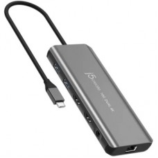 Концентратор J5create USB-C 7-in-1 2xHDMI + 2xUSB 3.2 + 1xRJ45 1000Mbps + PD100W + 3.5mm black (JCD398-N) - Фото