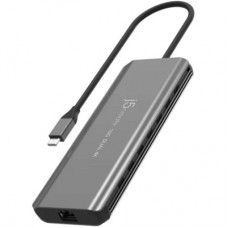 Концентратор J5create USB-C 7-in-1 2xHDMI + 2xUSB 3.2 + 1xRJ45 1000Mbps + PD100W + 3.5mm black (JCD398-N) - Фото