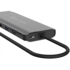 Концентратор J5create USB-C 7-in-1 2xHDMI + 2xUSB 3.2 + 1xRJ45 1000Mbps + PD100W + 3.5mm black (JCD398-N) - Фото