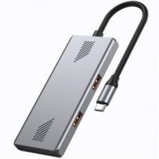 Концентратор Gembird USB-C 4-in-1 2xUSB 3.2 + 2xUSB-C 3.2 silver (UHB-CM-U310-A2C2-01) - Фото