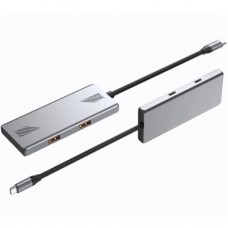 Концентратор Gembird USB-C 4-in-1 2xUSB 3.2 + 2xUSB-C 3.2 silver (UHB-CM-U310-A2C2-01) - Фото