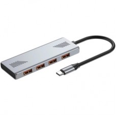 Концентратор Gembird USB-C 4-in-1 4xUSB 3.2 silver (UHB-CM-U310-A4-01) - Фото