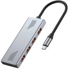Концентратор Gembird USB-C 4-in-1 4xUSB 3.2 silver (UHB-CM-U310-A4-01) - Фото