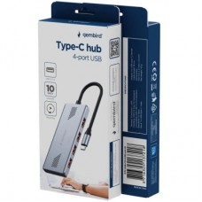 Концентратор Gembird USB-C 4-in-1 4xUSB 3.2 silver (UHB-CM-U310-A4-01) - Фото