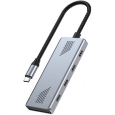 Концентратор Gembird USB-C 4-in-1 4xUSB-C 3.2 silver (UHB-CM-U310-C4-01) - Фото