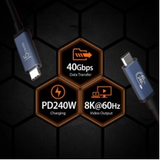 Дата кабель USB-C to USB-C 0.8m USB4 40Gbps 240W (48V/5A) 8K60Hz premium J5create (JUC29L08-N) - Фото