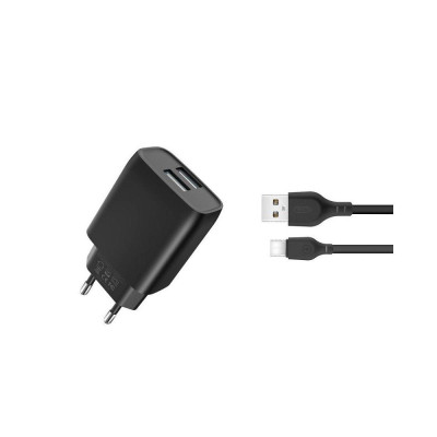 Зарядное устройство XO L54 2xUSB 12W + cable USB to Lightning black (XO-L57-LGHT-BK)