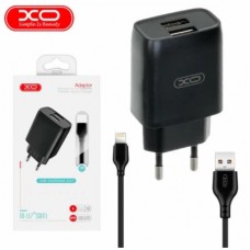 Зарядное устройство XO L54 2xUSB 12W + cable USB to Lightning black (XO-L57-LGHT-BK) - Фото