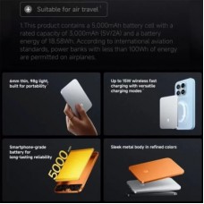 Батарея универсальная Xiaomi 5000mAh UltraThin Magnetic 15W Orange (BHR0975GL) Батарея универсальная Xiaomi 5000mAh UltraThin Magnetic 15W Orange (BHR0975GL) - Фото