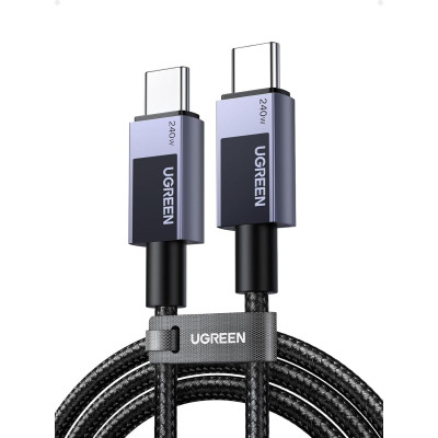 Дата кабель USB-C to USB-C 2.0m PD3.1 240W 480Mbps braided black Ugreen (75732)