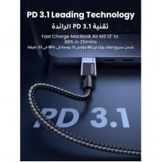 Дата кабель USB-C to USB-C 2.0m PD3.1 240 W 480Mbps braided black Ugreen (75732) - Фото