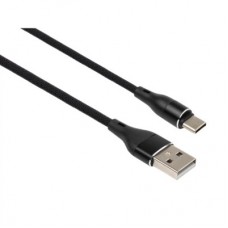 Дата кабель USB 2.0 AM to USB-C 0.3 m cylinkric nylon back Vinga (VCPDCTCANB03BK) - Фото