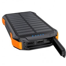 Батарея универсальная Choetech 10000mAh, 5V/2.1A, solar panel, Qi-5W, Black-Orange (B659-OR) - Фото
