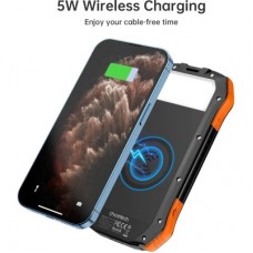 Батарея универсальная Choetech 10000mAh, 5V/2.1A, solar panel, Qi-5W, Black-Orange (B659-OR) - Фото