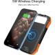 Батарея универсальная Choetech 10000mAh, 5V/2.1A, solar panel, Qi-5W, Black-Orange (B659-OR)
