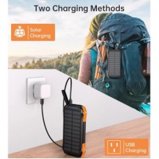 Батарея универсальная Choetech 10000mAh, 5V/2.1A, solar panel, Qi-5W, Black-Orange (B659-OR) - Фото