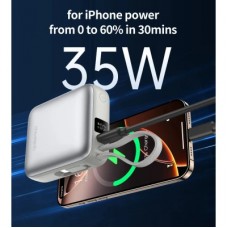 Батарея универсальная Choetech 10000mAh, 35W. PD/3.0, LED Display, buid-in type-C cabel, Grey (B832-GY) - Фото