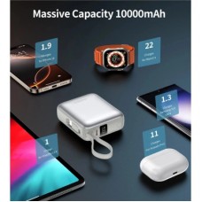 Батарея универсальная Choetech 10000mAh, 35W. PD/3.0, LED Display, buid-in type-C cabel, Grey (B832-GY) - Фото